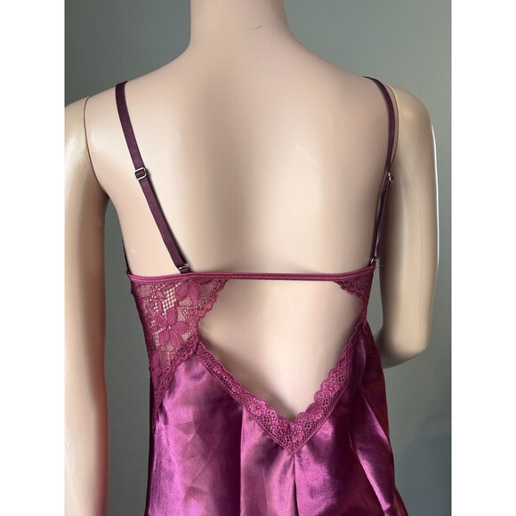 Shirley of Hollywood Lace Satin Lingerie NIGHTGOWN BURGUNDY MEDIUM NWT NEW #178 - Picture 4 of 8
